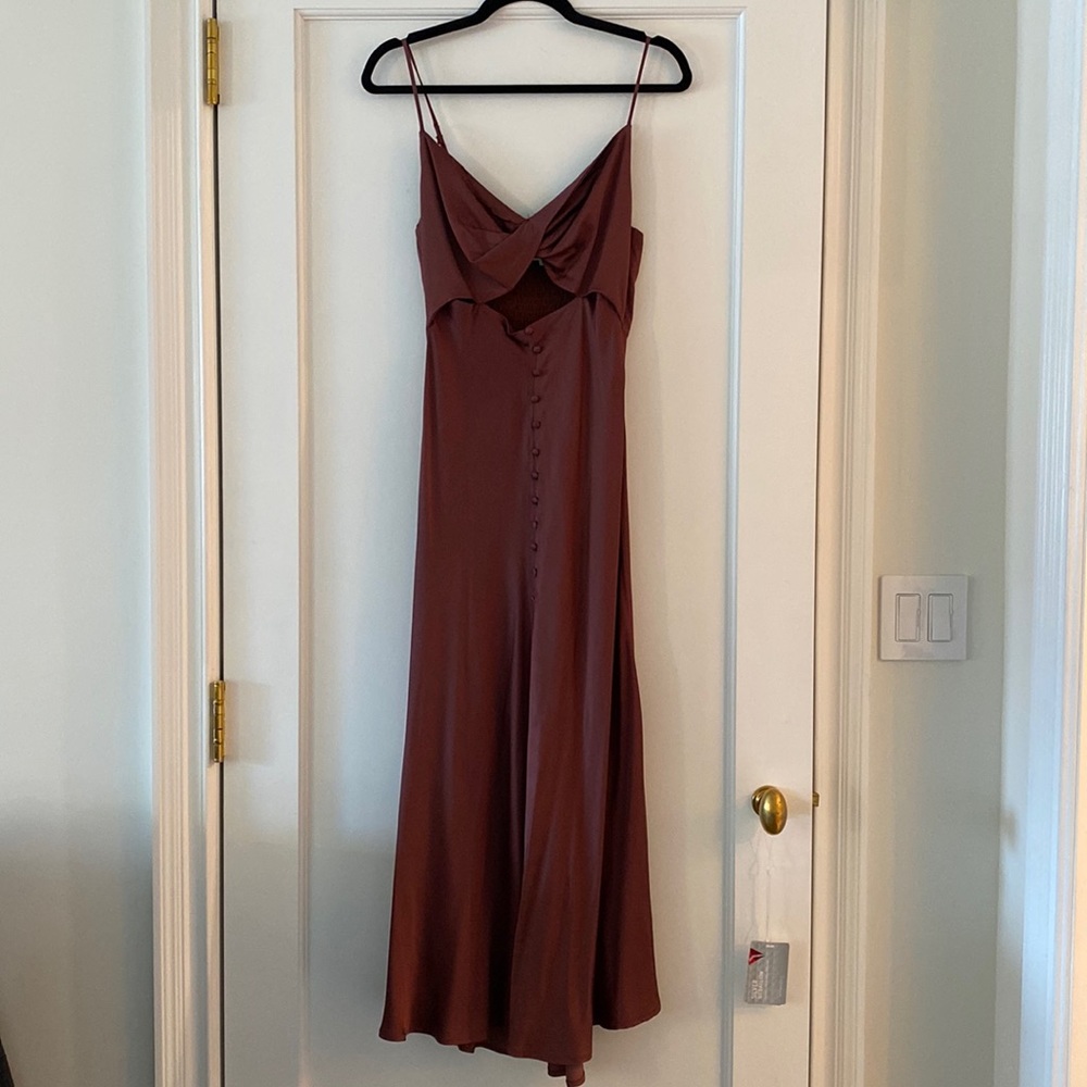 FARIDA SATIN CUTOUT MIDI DRESS